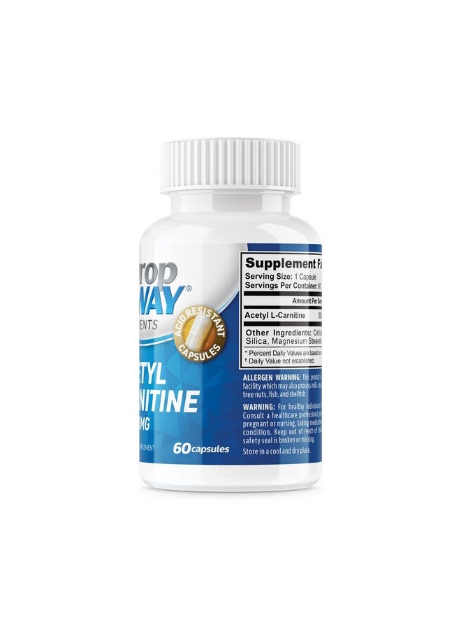 نيوروب أواي NeuropAWAY Elements Acetyl L-Carnitine 500mg 60ct Acid Resistant Capsules (60 500mg Capsules Per Bottle) Veggie Caps تم اختبارها من قبل جهة خارجية صنع في الولايات المتحدة الأمريكية - Image 3
