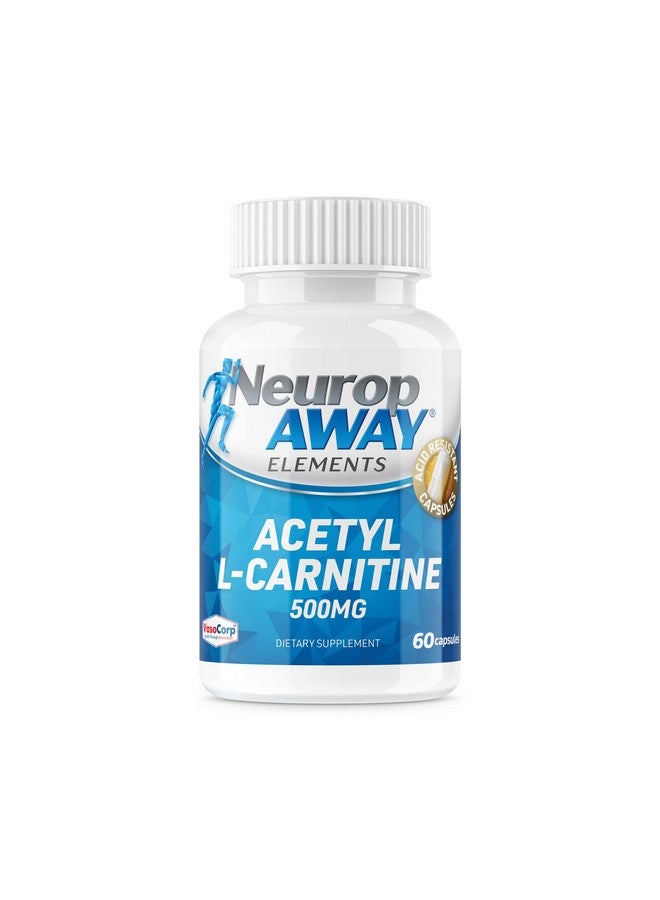 نيوروب أواي NeuropAWAY Elements Acetyl L-Carnitine 500mg 60ct Acid Resistant Capsules (60 500mg Capsules Per Bottle) Veggie Caps تم اختبارها من قبل جهة خارجية صنع في الولايات المتحدة الأمريكية - Image 1