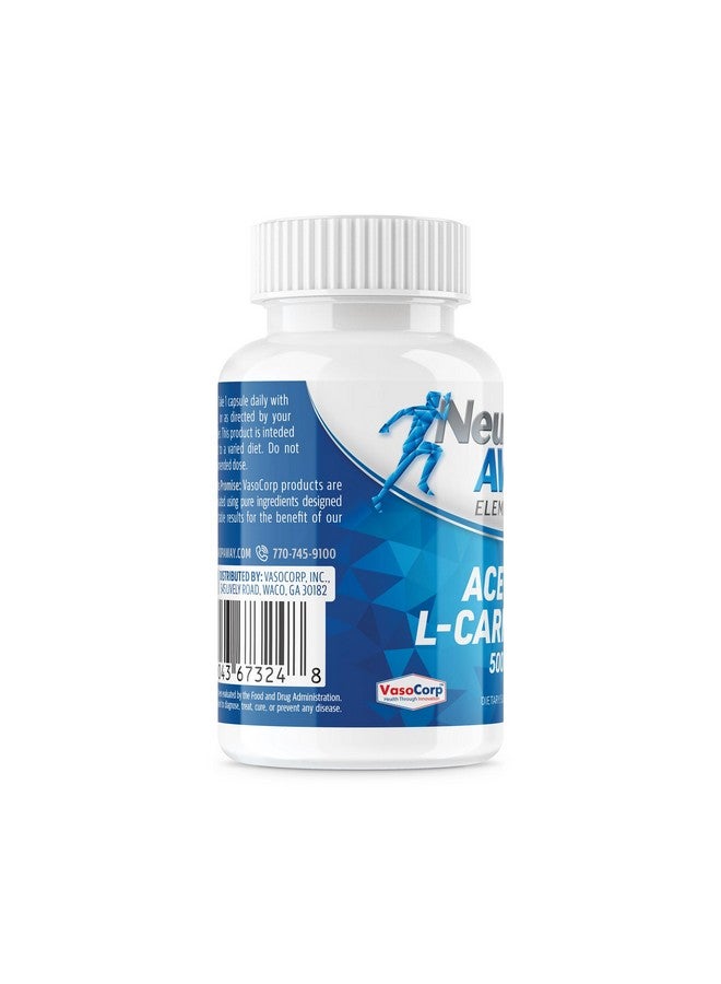 نيوروب أواي NeuropAWAY Elements Acetyl L-Carnitine 500mg 60ct Acid Resistant Capsules (60 500mg Capsules Per Bottle) Veggie Caps تم اختبارها من قبل جهة خارجية صنع في الولايات المتحدة الأمريكية - Image 4