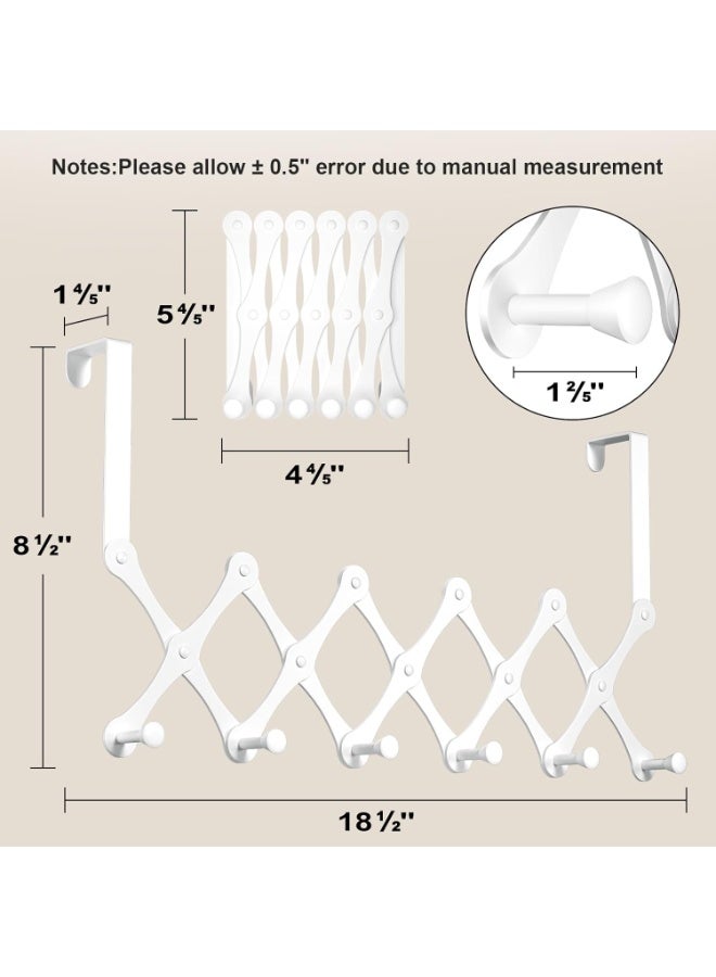 Expands Over The Door Hook Rack, Heavy Duty No Drill Hooks for Bathroom, Bedroom, Kitchen, Closet - Over The Door Hanger for Towels, Robes, Bags, Coats(White) - Image 4