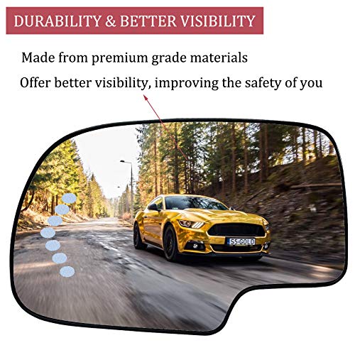 SKARUMMER Driver Left Side Heated Mirror Glass Replacement for Chevy Chevrolet Silverado Avalanche Suburban Tahoe GMC Sierra Yukon Cadillac Escalade Exterior Side Power Heated Signal Mirror 88944391 - Image 3