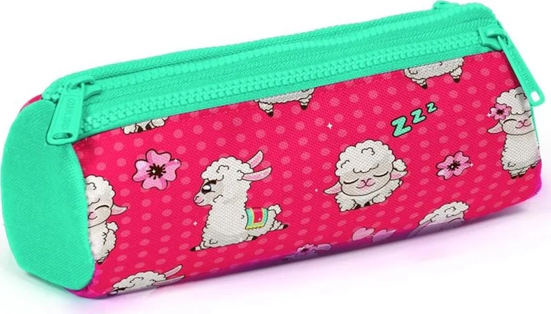 CORAL HIGH Kids Neon Coral Alpaca Patterned Three Compartment Pencil Bag 22308
