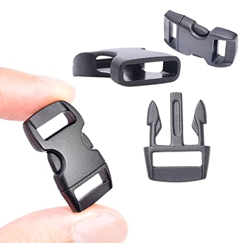 CooBigo 100 Pack 3/8 Inch Curved Contoured Paracord Bracelet Clips Plastic Quick Side Release Buckles for Paracord Bracelets Clasps Masks Dog Collar Straps Accessories - Image 3