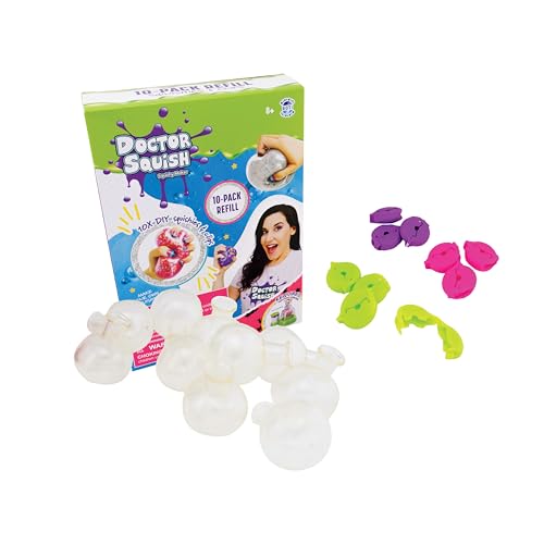 Doctor Squish Squishy Maker Refill Pack DIY Squishy Making Kit with 10 TPR Balloons and 10 Reusable Clips Make Your Own Squishies for Kids Ages 8 Up 1 Pack - Image 1
