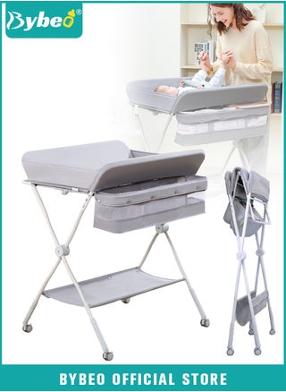 Baby Diaper Changing Table, Foldable Infant Diaper Station with Wheels, Nursery Organizer for Newborns, Babies Dresser Changing Table with Storage Boxs, Strengthen Bottom and 3 Adjustable Heights - pzsku/Z16EF7B365B4D91B7D408Z/45/_/1704955632/b4f5bcf2-0493-48e6-857d-8aaf9b3082c7