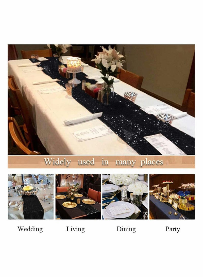 Excefore Sequin Table Runner Glitter Fabric Table Linens Decorations for Holiday Wedding Birthday Outdoor Party Decor 12x72 inch - Image 4