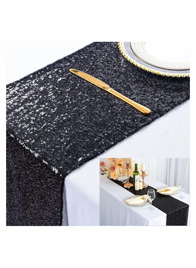 Excefore Sequin Table Runner Glitter Fabric Table Linens Decorations for Holiday Wedding Birthday Outdoor Party Decor 12x72 inch - Image 1