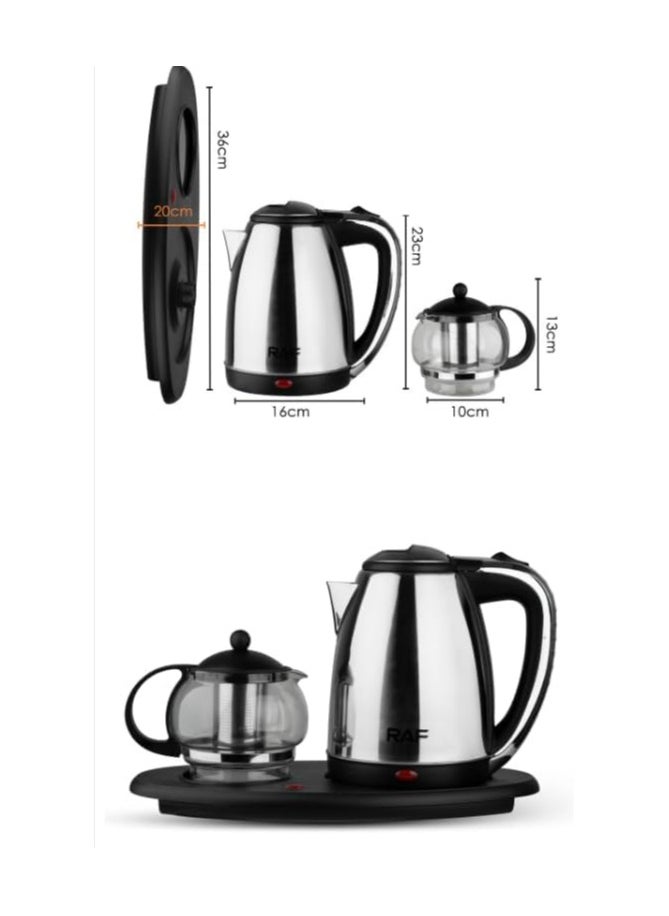 Generic - Coffee Tea Maker Water Boiler Glass Teapot Set Electric Kettle Tray Set with Infuser (Silver) | 1.5L | Fast Boil & Auto Shut-Off | Ideal for Tea, Coffee, Hot Water, and Herbal Infusions - Image 1