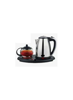 Coffee Tea Maker Water Boiler Glass Teapot Set Electric Kettle Tray Set with Infuser (Silver) | 1.5L | Fast Boil & Auto Shut-Off | Ideal for Tea, Coffee, Hot Water, and Herbal Infusions