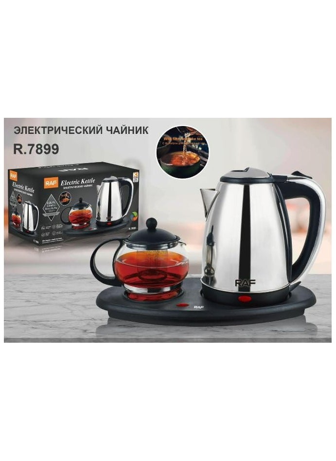 Generic - Coffee Tea Maker Water Boiler Glass Teapot Set Electric Kettle Tray Set with Infuser (Silver) | 1.5L | Fast Boil & Auto Shut-Off | Ideal for Tea, Coffee, Hot Water, and Herbal Infusions - Image 1