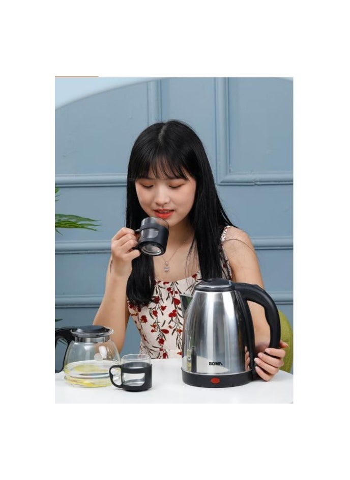 Generic - Coffee Tea Maker Water Boiler Glass Teapot Set Electric Kettle Tray Set with Infuser (Silver) | 1.5L | Fast Boil & Auto Shut-Off | Ideal for Tea, Coffee, Hot Water, and Herbal Infusions - Image 1