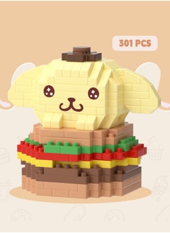 301PCS Sanrio Pompompurin Building Bricks Set, Hamburger Pompompurin Mini Block Building Set, Classic Mini Building Bricks, Assembling Building Blocks Suitable for Boys and Girls Aged 6 and Up