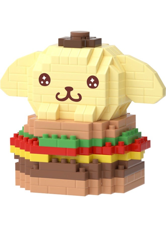 LELE BROTHER - 301PCS Sanrio Pompompurin Building Bricks Set, Hamburger Pompompurin Mini Block Building Set, Classic Mini Building Bricks, Assembling Building Blocks Suitable for Boys and Girls Aged 6 and Up - Image 1