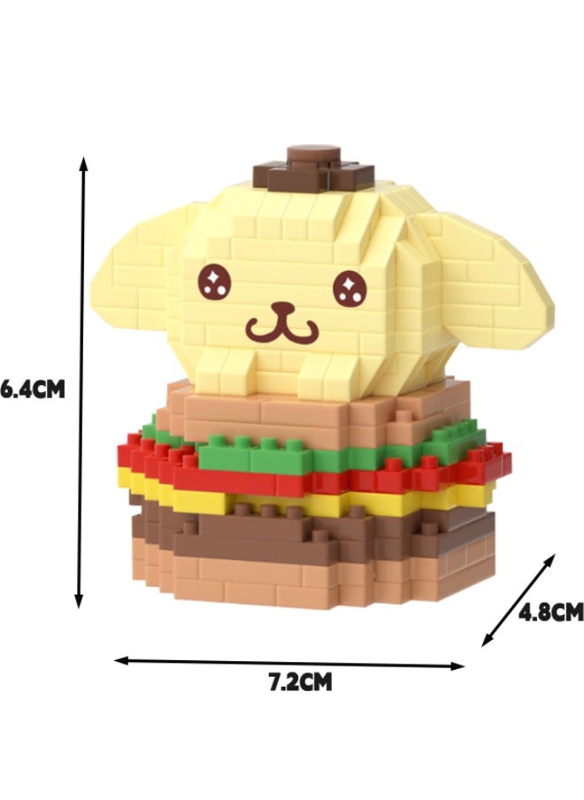 LELE BROTHER - 301PCS Sanrio Pompompurin Building Bricks Set, Hamburger Pompompurin Mini Block Building Set, Classic Mini Building Bricks, Assembling Building Blocks Suitable for Boys and Girls Aged 6 and Up - Image 1