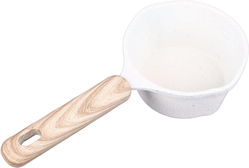 Kitchen Medical Stone Sauce Pan Nonstick Frying Pan with Pour Spouts for Camping Aluminum Pot for Oil Milk 3.9 Inch for Small Kitchens (White) - Image 3