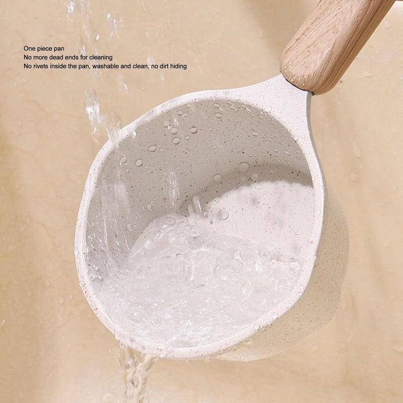 Kitchen Medical Stone Sauce Pan Nonstick Frying Pan with Pour Spouts for Camping Aluminum Pot for Oil Milk 3.9 Inch for Small Kitchens (White) - Image 4