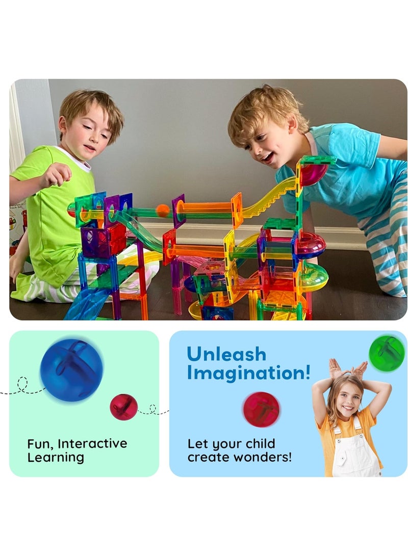 PicassoTiles Magnetic Marble Run Set 70-Pieces | Magnetic Tiles | STEM Toys | Educational Toy Set | Stacking Blocks | Enhance Problem-solving Skills & Fine Motor Skills | Improves Coordination & Creativity | Gift for Kids and Toddlers | Construction Building Set for Child Brain Development - Image 3