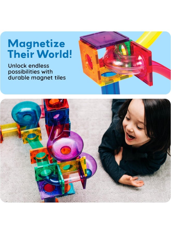 PicassoTiles Magnetic Marble Run Set 70-Pieces | Magnetic Tiles | STEM Toys | Educational Toy Set | Stacking Blocks | Enhance Problem-solving Skills & Fine Motor Skills | Improves Coordination & Creativity | Gift for Kids and Toddlers | Construction Building Set for Child Brain Development - Image 5