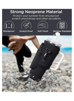 Bukela Stanley 40/30 oz Tumbler Water Bottle Tote with Phone Pocket, Neoprene Water Bottle Holder Bag, Comes with Adjustable Shoulder Strap, Straw with Straw Cap and Carabiner Clip, Fits Stanley Cup Accessories  - Image 5