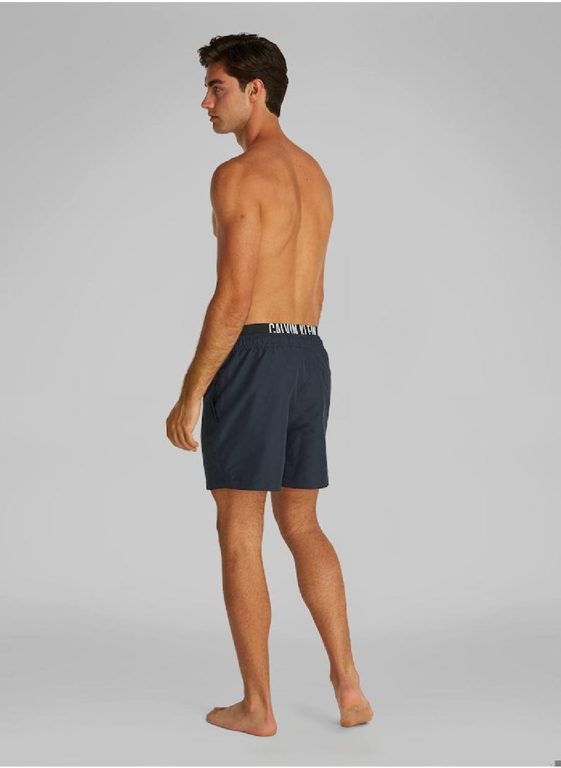 Calvin Klein Jeans Men's Double Waistband Swim Shorts - Intense Power - Polyester, Blue  - Image 3