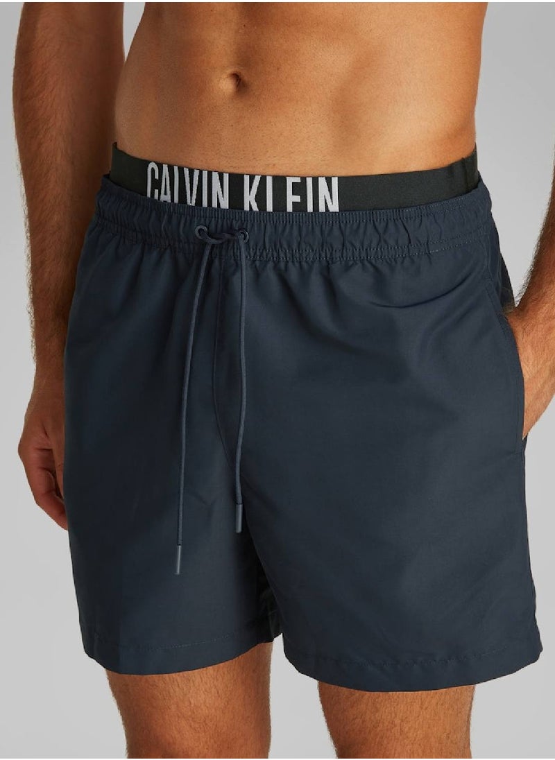 Calvin Klein Jeans Men's Double Waistband Swim Shorts - Intense Power - Polyester, Blue  - Image 4