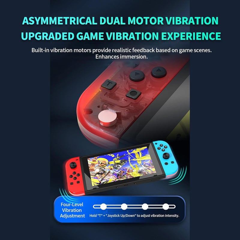 تيلانبو نينتندو: وحدة تحكم Joy-Con Oled Switch لجهاز Nintendo Switch مع تغذية راجعة، وتحكم في الحركة بـ 6 محاور، ووظيفة التسريع (Turbo Function)، وعدم حدوث انحراف في حركة عجلات التحكم ثلاثية الأبعاد (3D Joysticks)، واهتزاز بمحركين، وعمر بطارية طويل، وإضاءة RGB. - Image 4