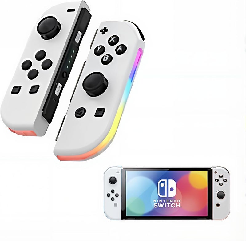 تيلانبو نينتندو: وحدة تحكم Joy-Con Oled Switch لجهاز Nintendo Switch مع تغذية راجعة، وتحكم في الحركة بـ 6 محاور، ووظيفة التسريع (Turbo Function)، وعدم حدوث انحراف في حركة عجلات التحكم ثلاثية الأبعاد (3D Joysticks)، واهتزاز بمحركين، وعمر بطارية طويل، وإضاءة RGB. - Image 1