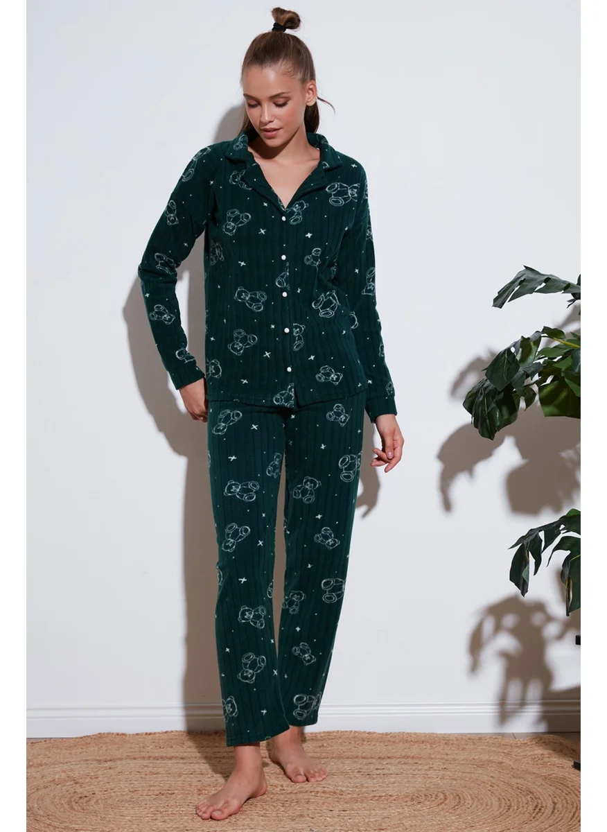 Lela Standard Fit Buttoned Polar Fleece Pajama Set Women's Pajama Set 6095616