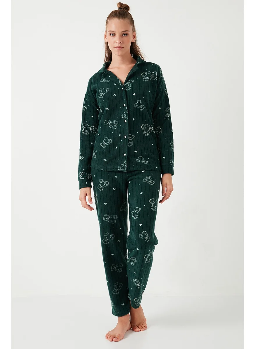 Lela Standard Fit Buttoned Polar Fleece Pajama Set Women's Pajama Set 6095616