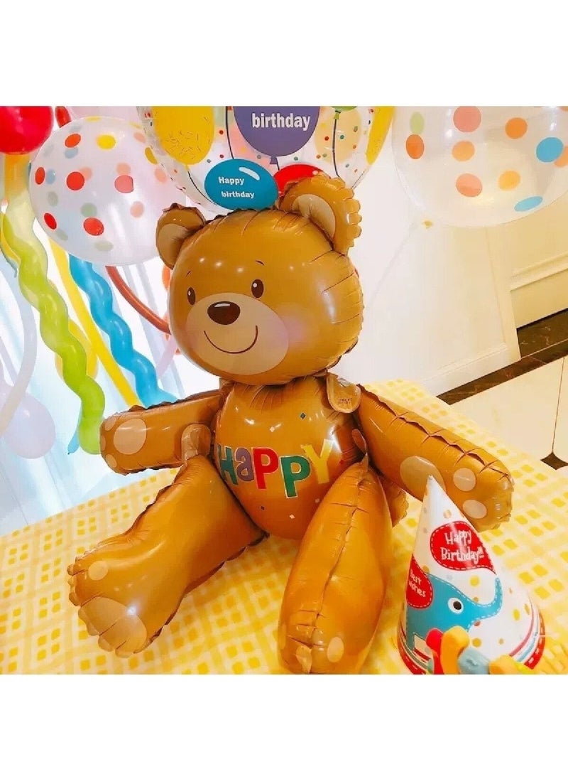 Store Animal Themed Foil Balloon Brown 2 Year Old Birthday Party Set Balloon Set  - Image 3