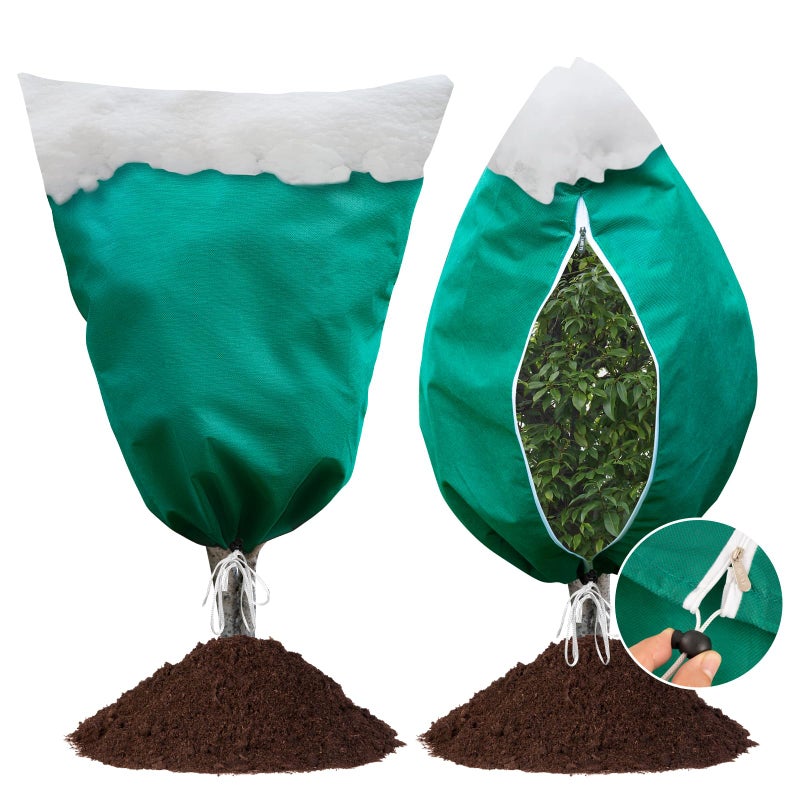 Insoma 2 Packs 2.2 oz/ydÂ² Plant Covers Freeze Protection 47.7" W X 71.7" H, Outdoor Plants Frost Protection Covers with Zipper & Drawstring, Frost Blankets for Tree in Winter - Image 1