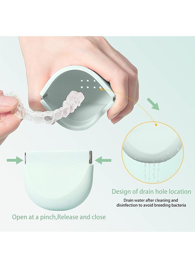 Generic - Silicone Denture Case, Portable Aligner with Vent Holes, Soft Upgraded Retainer Case (Green) - Image 1