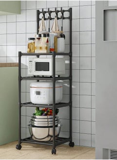 MT 5 Layer Storage Rack , Five Tier Movable Storage Rack with Hooks and 4 Universal 360 Degree Wheels , Multipurpose Storage Shelf for Kitchen , Room or Bathroom  - Image 3