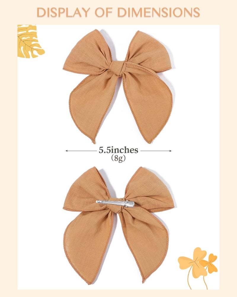 doboi 5.5 Inch 20PCS Baby Girls Fable Hair Bows Clips Cotton Linen Alligator Hair Clips Large Neutral Handmade Hair Accessories Bows for Girls Toddlers Kids by doboi - Image 2