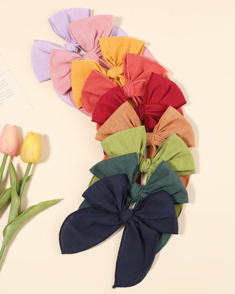 doboi 5.5 Inch 20PCS Baby Girls Fable Hair Bows Clips Cotton Linen Alligator Hair Clips Large Neutral Handmade Hair Accessories Bows for Girls Toddlers Kids by doboi - Image 5