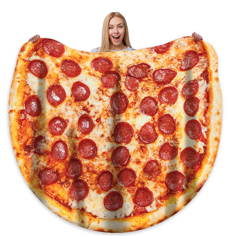Bcareself Pizza Blanket Adult Kdis Size Double Sided Funny Realistic Food Personalized Throw Blanket Novelty Gift for Everyone 300 GSM Soft Flannel 60 inches Red - Image 1