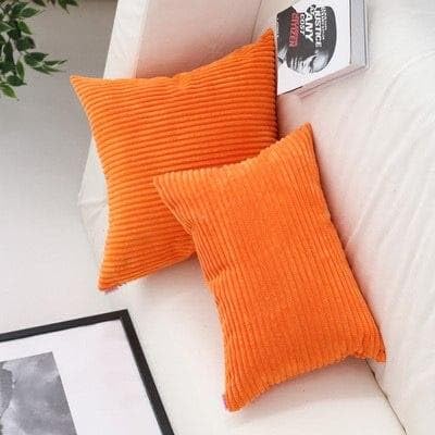 Guffaw/ Corduroy/Stripped/Luxury Cushion Covers Standard Size 16"X16" INCHES (5, Orange) - Image 2
