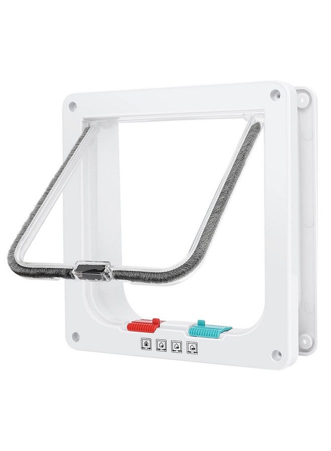 ليسمون باب قطط، باب آمن للحيوانات الأليفة مع قفل بأربعة اتجاهات، مقاوم للطقس وسهل التركيب، باب قطط داخلي وخارجي، نافذة، حائط (متوسط، رفرف 5.9 بوصة × 6.1 بوصة) - Image 1