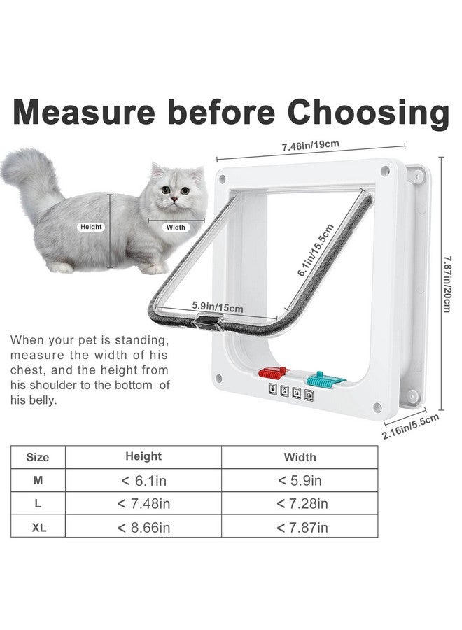 ليسمون باب قطط، باب آمن للحيوانات الأليفة مع قفل بأربعة اتجاهات، مقاوم للطقس وسهل التركيب، باب قطط داخلي وخارجي، نافذة، حائط (متوسط، رفرف 5.9 بوصة × 6.1 بوصة) - Image 5