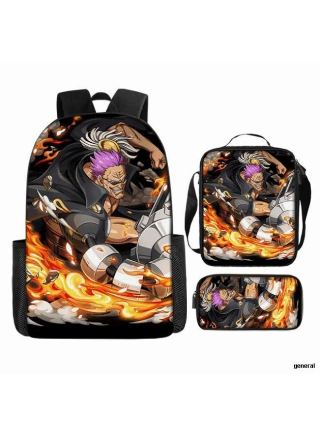 general The latest universal cartoon printed three piece practical bag combination (suitable for students, children, friends, outings, mountain climbing, etc.) - Image 1
