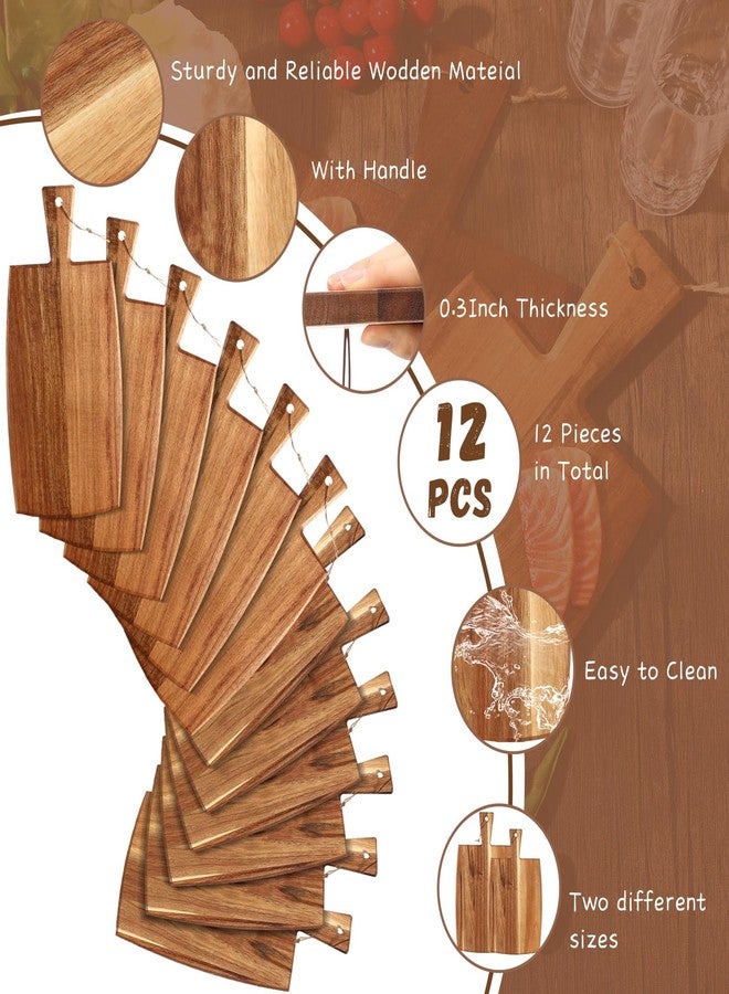 Layhit 12 Pcs Extra Large Acacia Wood Cutting Board Bulk 17 Inch Wooden Serving Kitchen Chopping Charcuterie Board with Handle for Cheese Bread Meat Fruits Wedding Housewarming Gifts(2 Sizes) - Image 3