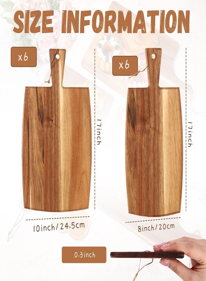 Layhit 12 Pcs Extra Large Acacia Wood Cutting Board Bulk 17 Inch Wooden Serving Kitchen Chopping Charcuterie Board with Handle for Cheese Bread Meat Fruits Wedding Housewarming Gifts(2 Sizes) - Image 2