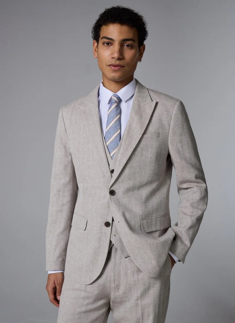 ماتلان Taylor & Wright Langham Stone Linen Blend Herringbone Slim Fit Suit Jacket
