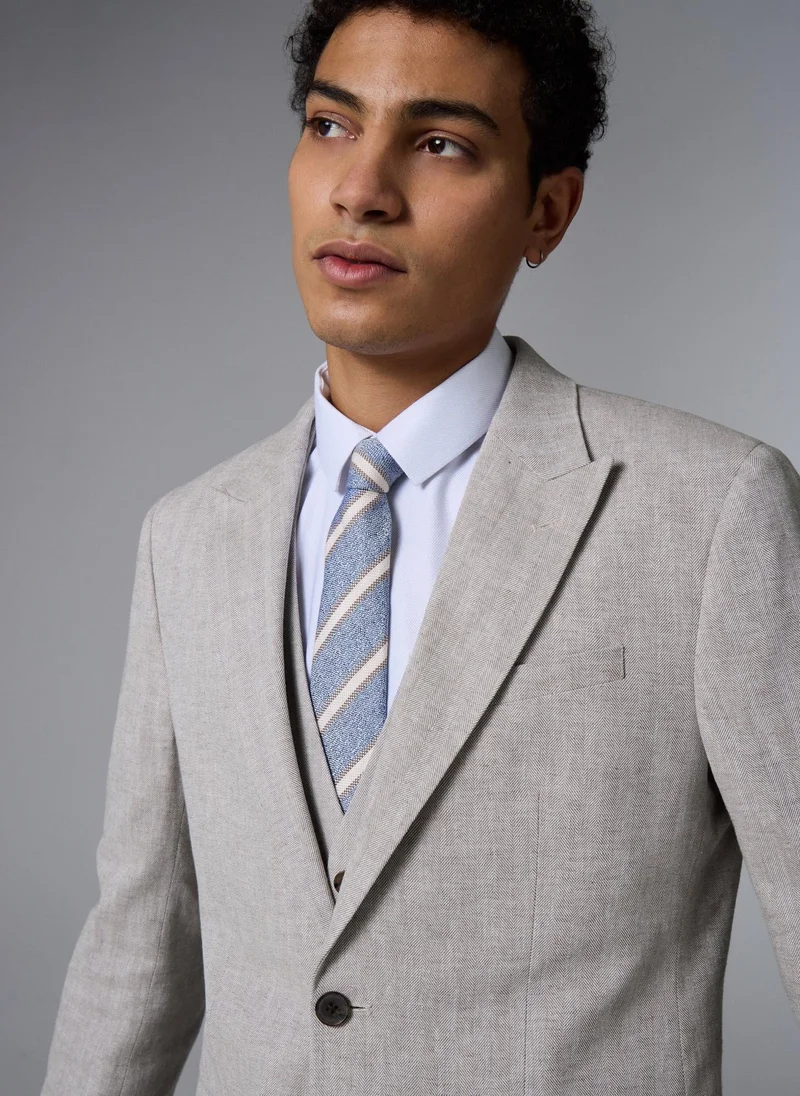 ماتلان Taylor & Wright Langham Stone Linen Blend Herringbone Slim Fit Suit Jacket