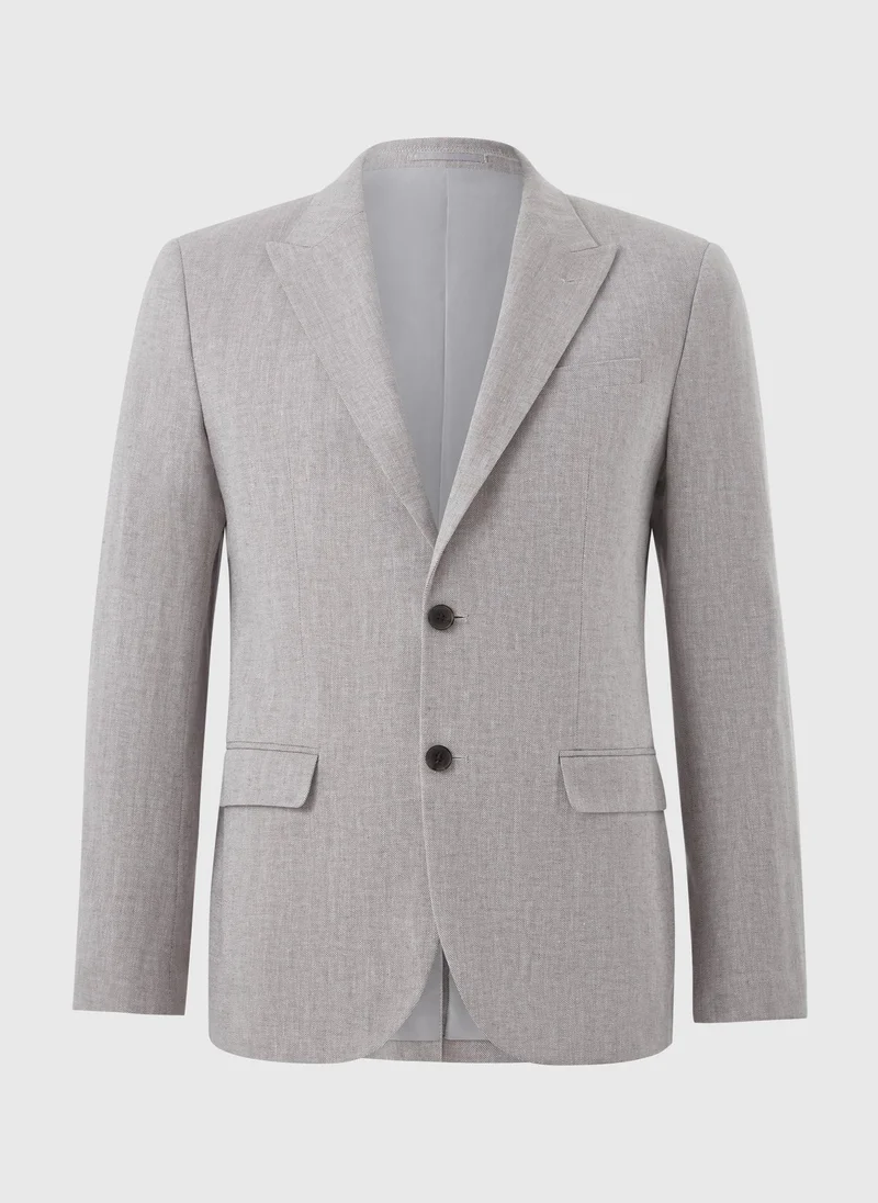 Matalan Grey Taylor & Wright Langham Stone Linen Blend Herringbone Slim Fit Suit Jacket for Men | Best Price UAE