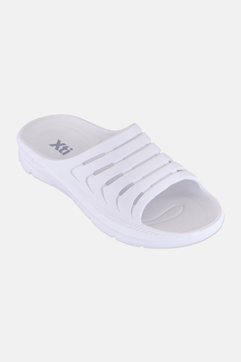Xti Men Brand Logo Slip On Slides, White - Image 1