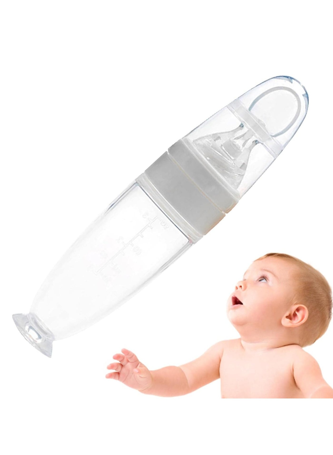 Babytot Silicone Baby Feeding Bottle with Spoon for Newborn | Squeezable BPA-Free Feeder with Dropper Tip | Soft Silicone Spoon for Baby Food & Medicine | Easy to Clean | 0-4 Years