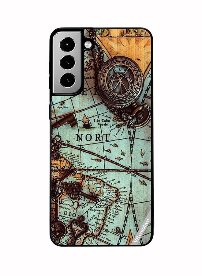 VR CREATIVE Protective Case Cover For Samsung Galaxy S21 FE 5G Compas Design Multicolour - Image 1