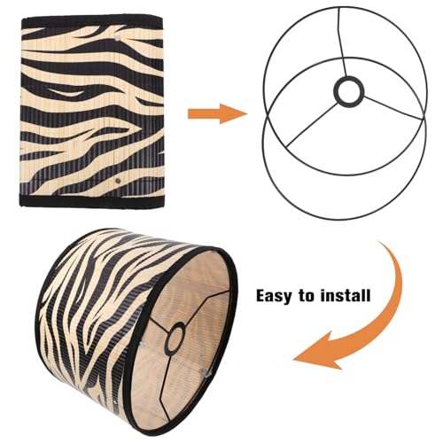 HOLIDYOYO Zebras Print Lamp ShadeBamboo Modern Round Lampshades Lamp Cover Replacement Light Accessory for Table Lamp Living Room Rustic Style Drum Lamp Shade118x118x8 inch - Image 3