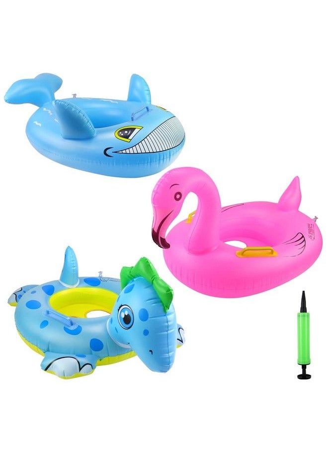Rtudan - 24" 3 Pack Pool Inflatable Floats For Kids Dinosaur Flamingo Whale Swim Floats Tube Rings Swimming Rings For Kids Swimming Pool Beach Summer Water Float Party Outdoor - Image 1